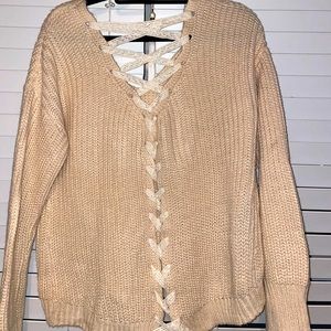 Blush Lace Up Sweater - Size L